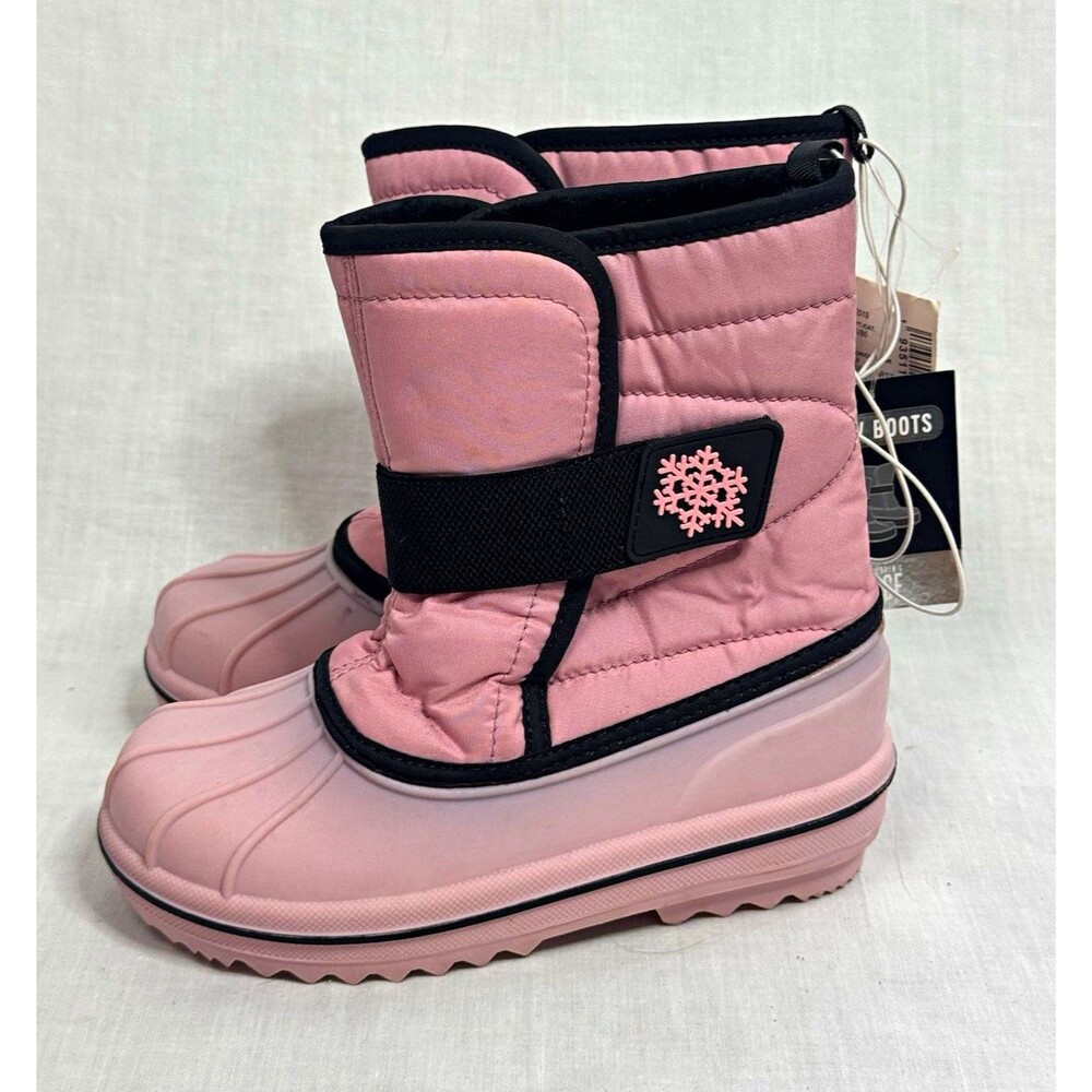 The Children's Place Unisex Kids Pink/Black Snow Boots Faux Fur Lined Size 12